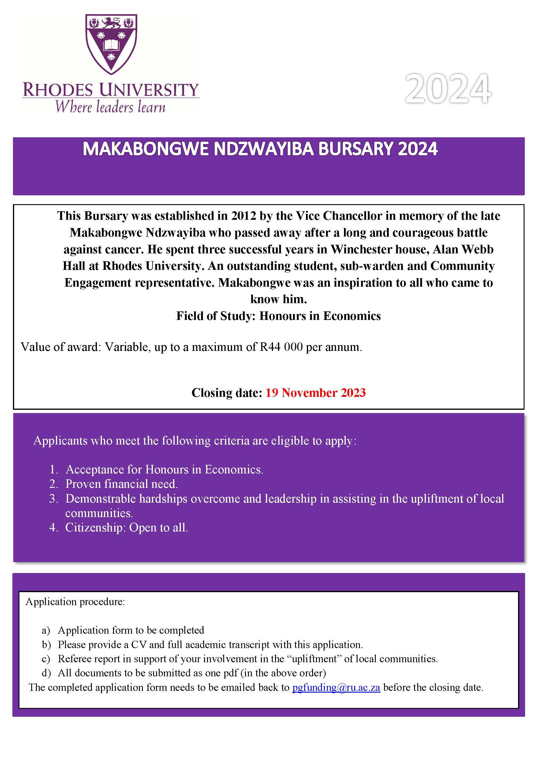 Makabongwe Ndzwayiba Bursary