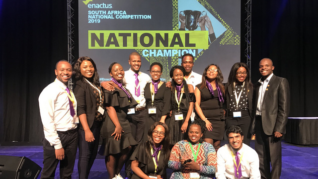 Rhodes University team with trophy at Enactus National Championship