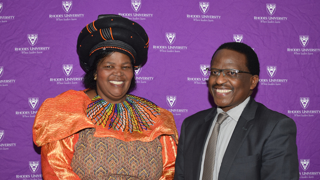 Mrs Mnyungula (35 years of service) with Vice-Chancellor, Dr Sizwe Mabizela