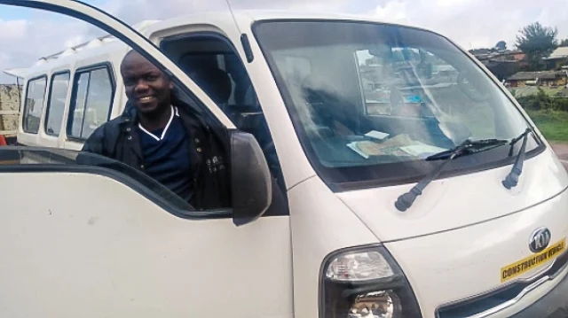 Siya Sibindi in his work van